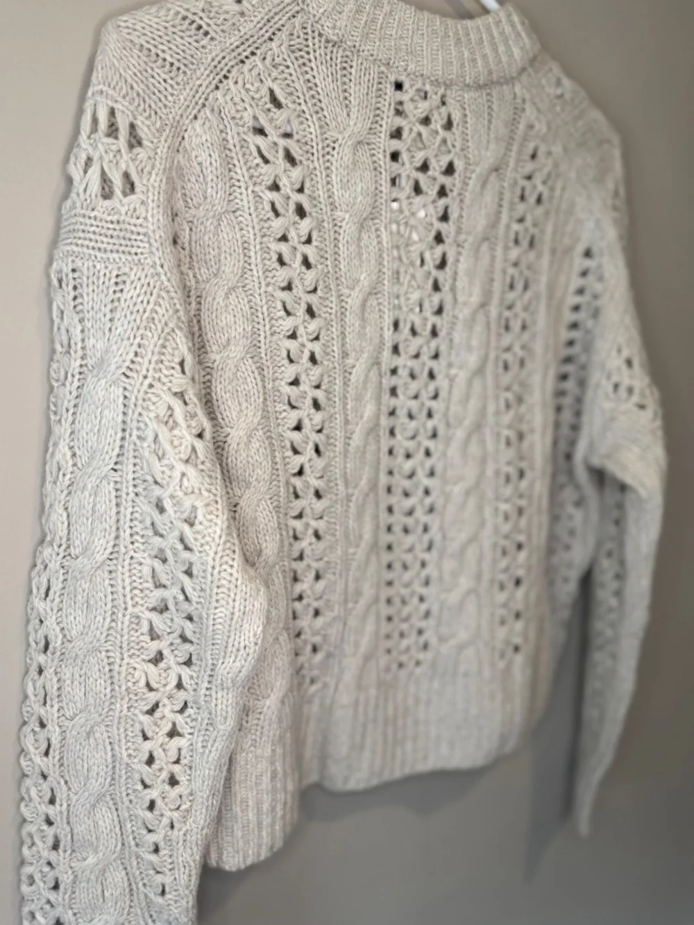 Madewell Extra Small Women’s Oat Marled Cable-Knit Sweater - Picture 5 of 7
